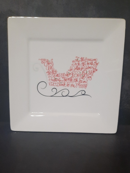 St. Nicholas Square Other - St. Nicholas Square Eat, Drink & Be Merry Christmas Sleigh Square Plate